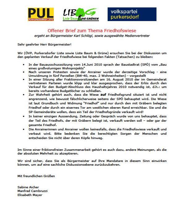 Offener Brief an den Bürgermeister